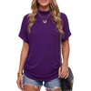 image:imageLYANER Womens Summer High Mock Neck Batwing Short Sleeve Shirt Top Asymmetric Hem Casual BlousePurple