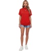 image:imageLYANER Womens Summer High Mock Neck Batwing Short Sleeve Shirt Top Asymmetric Hem Casual BlouseRed