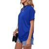image:imageLYANER Womens Summer High Mock Neck Batwing Short Sleeve Shirt Top Asymmetric Hem Casual BlouseRoyal Blue