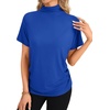 image:imageLYANER Womens Summer High Mock Neck Batwing Short Sleeve Shirt Top Asymmetric Hem Casual BlouseRoyal Blue