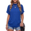 image:imageLYANER Womens Summer High Mock Neck Batwing Short Sleeve Shirt Top Asymmetric Hem Casual BlouseRoyal Blue