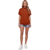 image:imageLYANER Womens Summer High Mock Neck Batwing Short Sleeve Shirt Top Asymmetric Hem Casual BlouseRust Red
