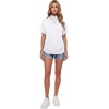 image:imageLYANER Womens Summer High Mock Neck Batwing Short Sleeve Shirt Top Asymmetric Hem Casual BlouseWhite