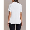 image:imageLYANER Womens Summer High Mock Neck Batwing Short Sleeve Shirt Top Asymmetric Hem Casual BlouseWhite