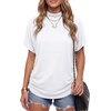 image:imageLYANER Womens Summer High Mock Neck Batwing Short Sleeve Shirt Top Asymmetric Hem Casual BlouseWhite