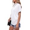 image:imageLYANER Womens Summer High Mock Neck Batwing Short Sleeve Shirt Top Asymmetric Hem Casual BlouseWhite