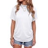 image:imageLYANER Womens Summer High Mock Neck Batwing Short Sleeve Shirt Top Asymmetric Hem Casual BlouseWhite