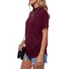 image:imageLYANER Womens Summer High Mock Neck Batwing Short Sleeve Shirt Top Asymmetric Hem Casual BlouseWine Red