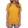 image:imageLYANER Womens Summer High Mock Neck Batwing Short Sleeve Shirt Top Asymmetric Hem Casual BlouseYellow