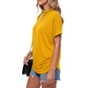 image:imageLYANER Womens Summer High Mock Neck Batwing Short Sleeve Shirt Top Asymmetric Hem Casual BlouseYellow