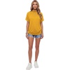 image:imageLYANER Womens Summer High Mock Neck Batwing Short Sleeve Shirt Top Asymmetric Hem Casual BlouseYellow