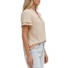 image:imageLYANER Womens Swiss Dot Button Up V Neck Short Sleeve Dressy Casual Blouse TopsBeige
