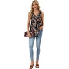 image:imageLYANER Womens Tank Tops Mesh Flora Printed V Neck Sleeveless Summer Shirts Loose Casual Tops BlousesFlora Black