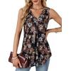 image:imageLYANER Womens Tank Tops Mesh Flora Printed V Neck Sleeveless Summer Shirts Loose Casual Tops BlousesFlora Black