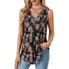 image:imageLYANER Womens Tank Tops Mesh Flora Printed V Neck Sleeveless Summer Shirts Loose Casual Tops BlousesFlora Black