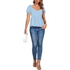 image:imageLYANER Womens V Neck Ruffle Hem Shirred Back Puff Short Sleeve Peplum Top BlouseDusty Blue