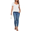 image:imageLYANER Womens V Neck Ruffle Hem Shirred Back Puff Short Sleeve Peplum Top BlouseWhite