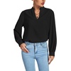 image:imageLYANER Womens V Neck Shirred Long Sleeve Office Elegant Tunic Blouse TopBlack