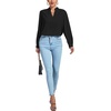 image:imageLYANER Womens V Neck Shirred Long Sleeve Office Elegant Tunic Blouse TopBlack