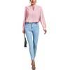 image:imageLYANER Womens V Neck Shirred Long Sleeve Office Elegant Tunic Blouse TopLight Pink