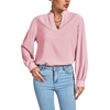 image:imageLYANER Womens V Neck Shirred Long Sleeve Office Elegant Tunic Blouse TopLight Pink