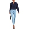 image:imageLYANER Womens V Neck Shirred Long Sleeve Office Elegant Tunic Blouse TopNavy Blue