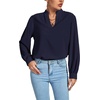 image:imageLYANER Womens V Neck Shirred Long Sleeve Office Elegant Tunic Blouse TopNavy Blue