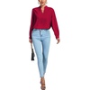 image:imageLYANER Womens V Neck Shirred Long Sleeve Office Elegant Tunic Blouse TopWine Red