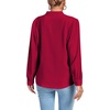 image:imageLYANER Womens V Neck Shirred Long Sleeve Office Elegant Tunic Blouse TopWine Red