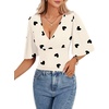 image:imageLYANER Womens V Neck Wrap Dressy Tops for Women Elegant Ruffle Short Sleeve Business Casual BlouseDark Gray Heart