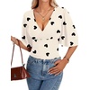 image:imageLYANER Womens V Neck Wrap Dressy Tops for Women Elegant Ruffle Short Sleeve Business Casual BlouseDark Gray Heart