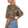 image:imageLYANER Womens V Neck Wrap Dressy Tops for Women Elegant Ruffle Short Sleeve Business Casual BlouseLeaves and Branches