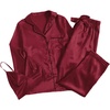image:imageLYANER Womens 3Pcs Pajamas Satin Cami Top and Long Sleeve Shirt with Pants Sleepwear SetBurgundy