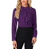 image:imageLYANER Womens Dressy Mock Neck Blouse Tops Ruffle Front Long Sleeve Button Down Work ShirtDark Purple