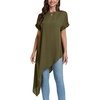 image:imageLYANER Womens Elegant Casual Mock Neck Short Sleeve Irregular Hem Loose Blouse Tops Dressy Work Shirt TopArmy Green