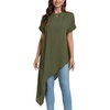 image:imageLYANER Womens Elegant Casual Mock Neck Short Sleeve Irregular Hem Loose Blouse Tops Dressy Work Shirt TopPure Army Green