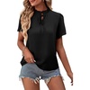 image:imageLYANER Womens Elegant Frill Mock Neck Ruffle Short Sleeve Blouse Work Shirt TopBlack