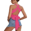 image:imageLYANER Womens Halter Criss Coss Backless Self Tie Back Sleeveless Blouse Shirt Cami TopRose