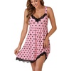 image:imageLYANER Womens Nightgown Sexy Sleeveless Babydoll Lingerie V Neck Lace Chemise Sleepwear NightdressBlack Butterfly