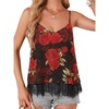 image:imageLYANER Womens Sexy Beach Cami Shirts Spaghetti Strap V Neck Sleeveless Flowy Cute Lace Trim TopsRose