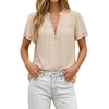image:imageLYANER Womens Swiss Dot Button Up V Neck Short Sleeve Dressy Casual Blouse TopsBeige