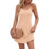 image:imageLYANER Womens V Neck Spaghetti Strap Mini Cami Dress Sleeveless Sexy Summer Beach SundressNude