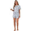 image:imageLYANER Pajama Set for Women 2 Piece Lounge Set Striped Crew neck Short Sleeve Tops and Shorts Soft SleepwearBlack Penguin