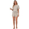 image:imageLYANER Pajama Set for Women 2 Piece Lounge Set Striped Crew neck Short Sleeve Tops and Shorts Soft SleepwearPink Floral