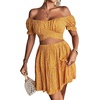 image:imageLYANER Womens 2 Piece Outfits Floral Off Shoulder Tie Up Crop Top and Mini Skirt SetYellow Floral