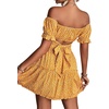 image:imageLYANER Womens 2 Piece Outfits Floral Off Shoulder Tie Up Crop Top and Mini Skirt SetYellow Floral