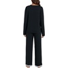image:imageLYANER Womens 2 Piece Satin Silky Pajama Set Long Sleeve Button Front Shirt with Elastic Waist Pants Loungewear SleepwearBlack