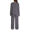 image:imageLYANER Womens 2 Piece Satin Silky Pajama Set Long Sleeve Button Front Shirt with Elastic Waist Pants Loungewear SleepwearDark Gray