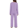 image:imageLYANER Womens 2 Piece Satin Silky Pajama Set Long Sleeve Button Front Shirt with Elastic Waist Pants Loungewear SleepwearLight Purple