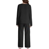 image:imageLYANER Womens 2 Piece Satin Silky Pajama Set Long Sleeve Button Front Shirt with Elastic Waist Pants Loungewear SleepwearSolid Black
